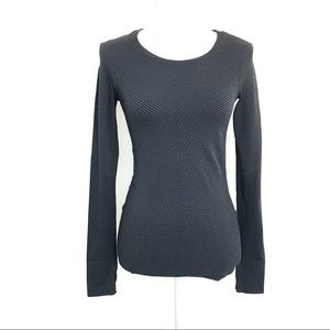Athleta Ribbed Textured Design Long Sleeve Grey